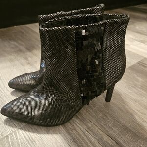 Nine West Black Sequin Heeled Boots
